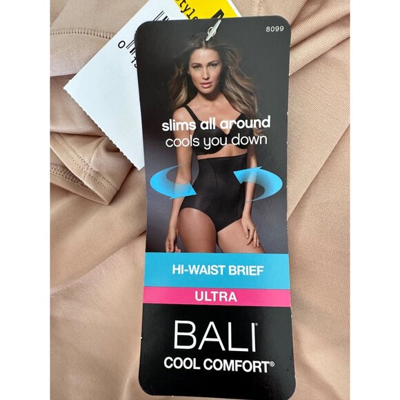 Bali New Womens Cool Comfort High-Waist Ultra Briefs Shapewear M/6 Beige - Picture 2 of 9